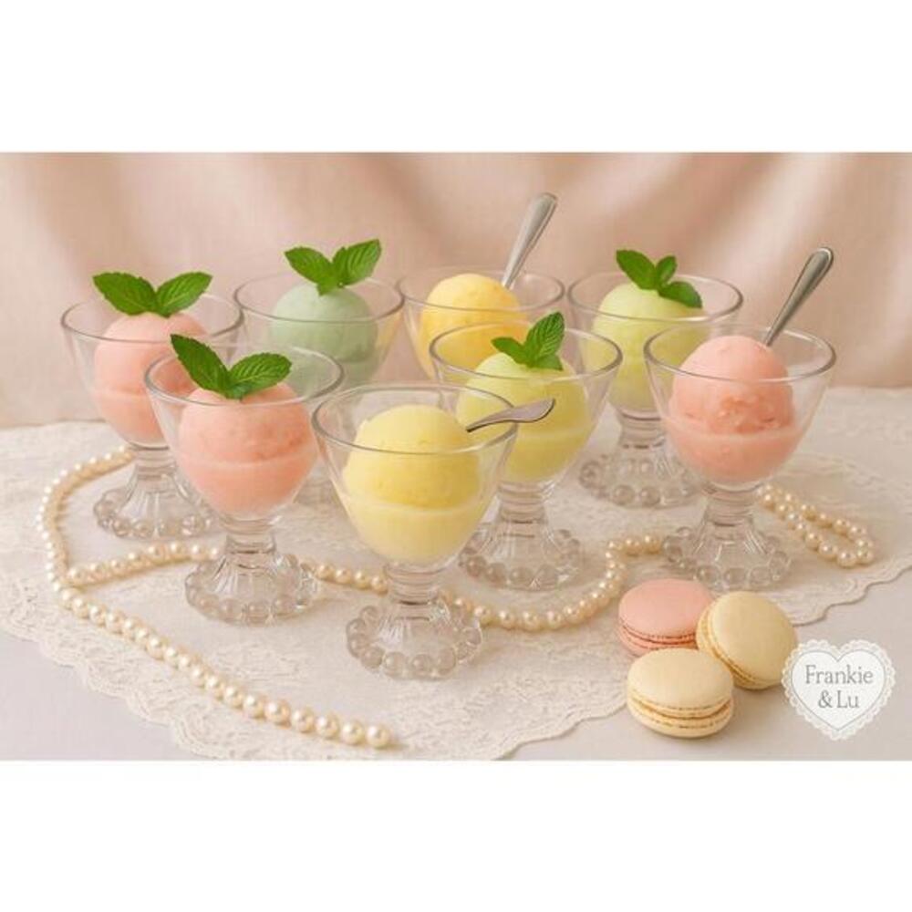 Set of 7 Vintage Imperial Glass Candlewick Sherbet Dessert Glasses Beaded Base